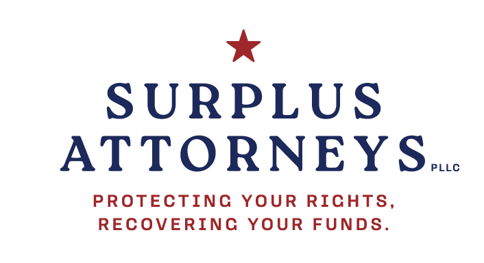 surplus attorneys logo, protecting your right recovering your funds caption